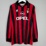 Shop 1994/95 AC MILAN #4 L/S HOME SHIRT (L) LOTTO, classic football shirts, vintage football shirts & retro soccer jerseys at Cult Kits