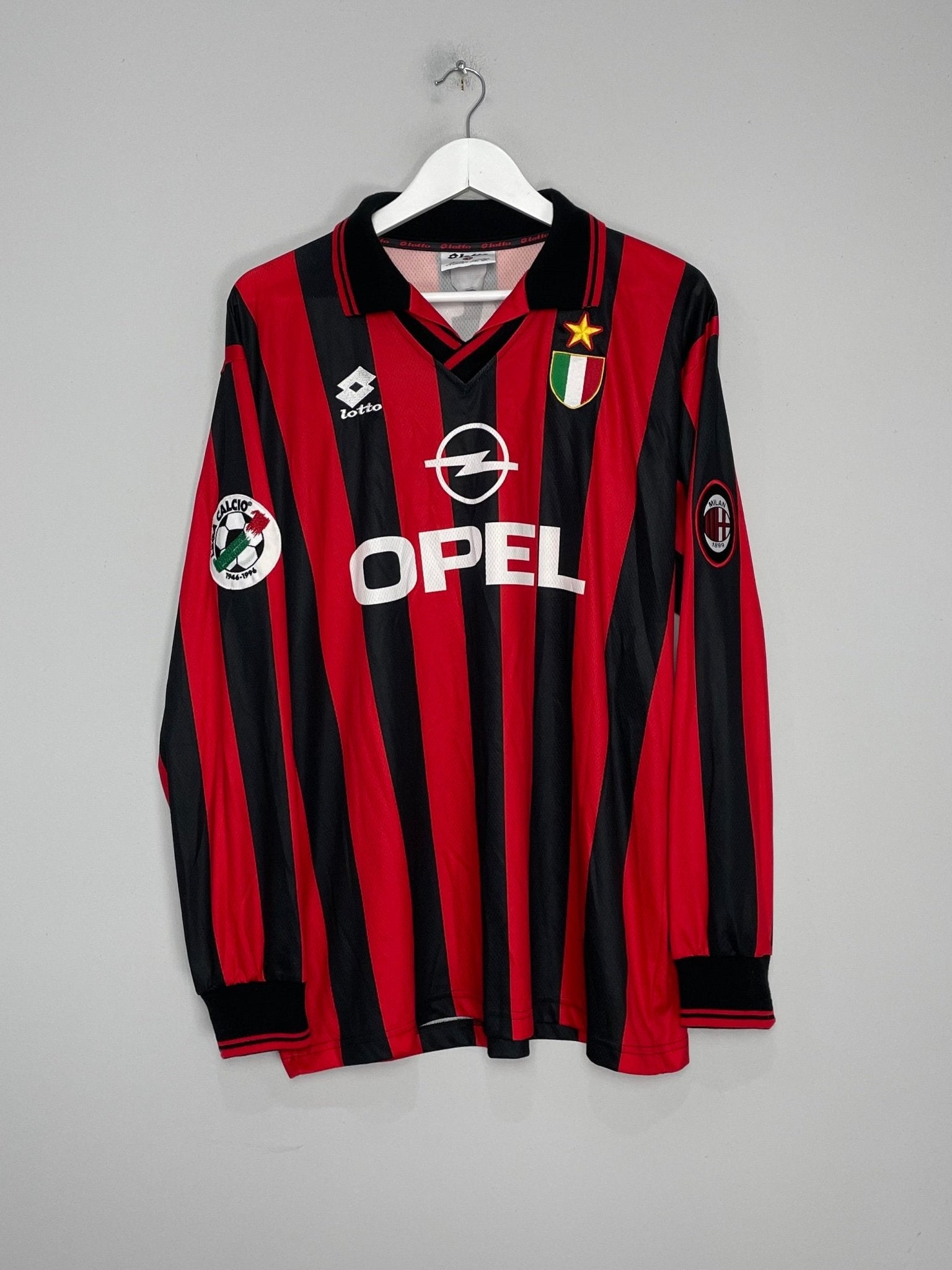Shop 1994/95 AC MILAN LOCATELLI #16 *MATCH ISSUE* L/S HOME SHIRT (XL) LOTTO, classic football shirts, vintage football shirts & retro soccer jerseys at Cult Kits