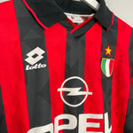 Shop 1994/95 AC MILAN L/S HOME SHIRT (M) LOTTO, classic football shirts, vintage football shirts & retro soccer jerseys at Cult Kits