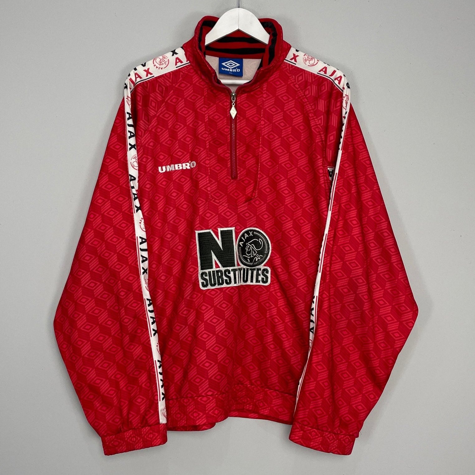 Shop 1994/95 AJAX 1/4 ZIP JACKET (XXL) UMBRO, classic football shirts, vintage football shirts & retro soccer jerseys at Cult Kits