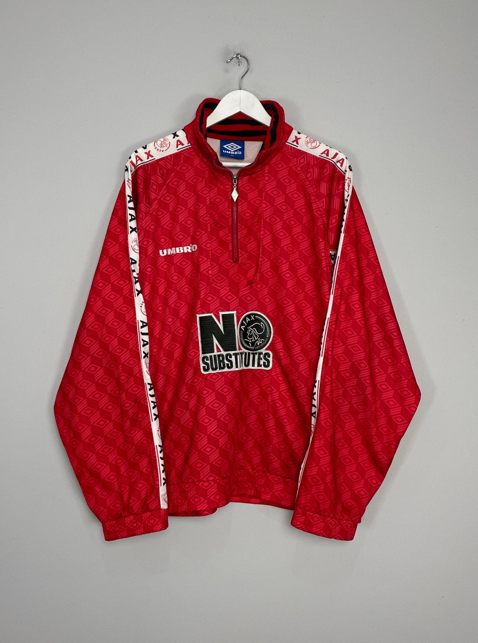 Shop 1994/95 AJAX 1/4 ZIP JACKET (XXL) UMBRO, classic football shirts, vintage football shirts & retro soccer jerseys at Cult Kits