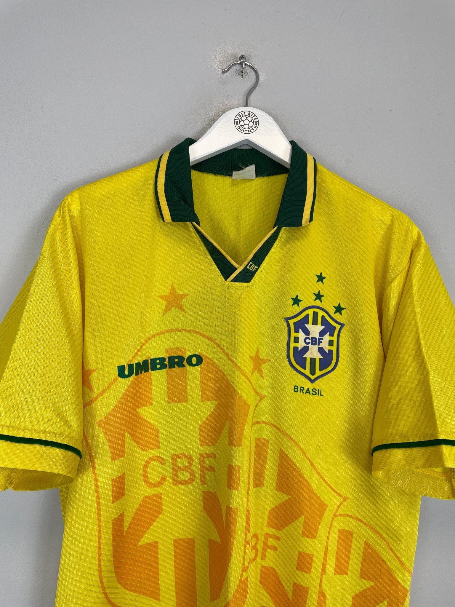 Shop 1994/95 BRAZIL #10 HOME SHIRT (XL) UMBRO, classic football shirts, vintage football shirts & retro soccer jerseys at Cult Kits