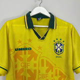 Shop 1994/95 BRAZIL HOME SHIRT (L) UMBRO, classic football shirts, vintage football shirts & retro soccer jerseys at Cult Kits