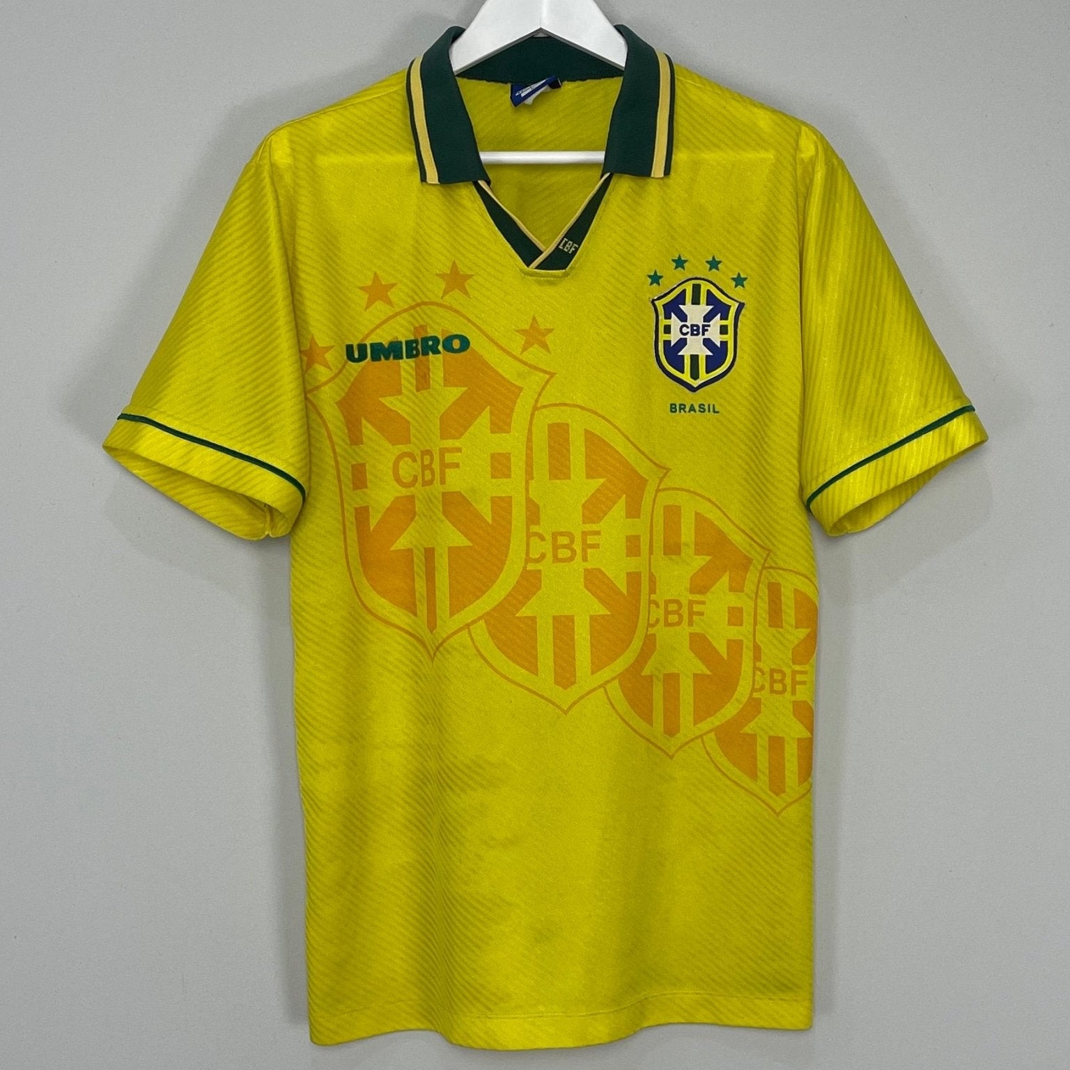 Shop 1994/95 BRAZIL HOME SHIRT (L) UMBRO, classic football shirts, vintage football shirts & retro soccer jerseys at Cult Kits