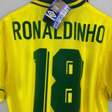 Shop 1994/95 BRAZIL RONALDINHO #18 *BNWT* HOME SHIRT (M) UMBRO, classic football shirts, vintage football shirts & retro soccer jerseys at Cult Kits