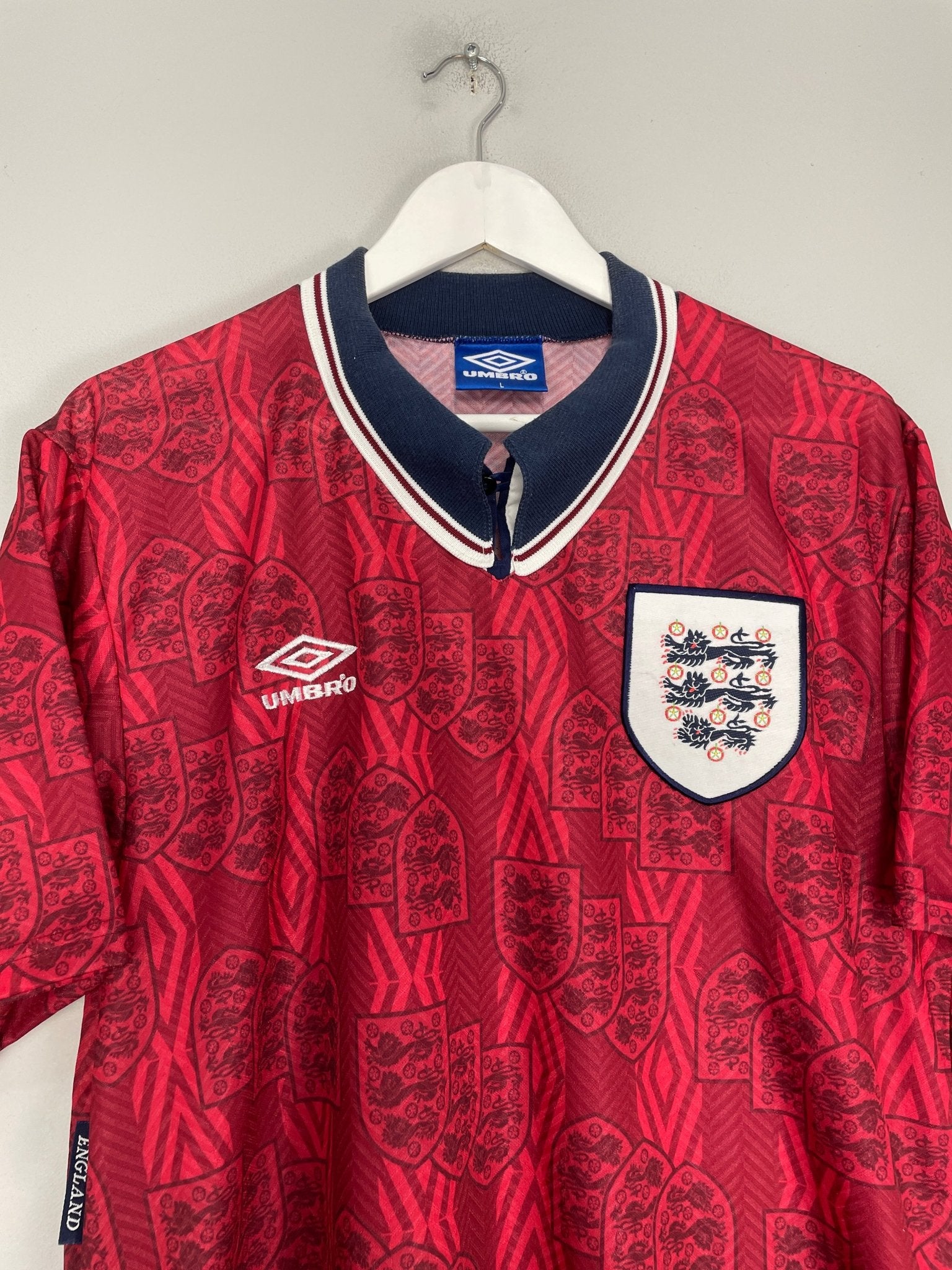 Shop 1994/95 ENGLAND AWAY SHIRT (L) UMBRO, classic football shirts, vintage football shirts & retro soccer jerseys at Cult Kits