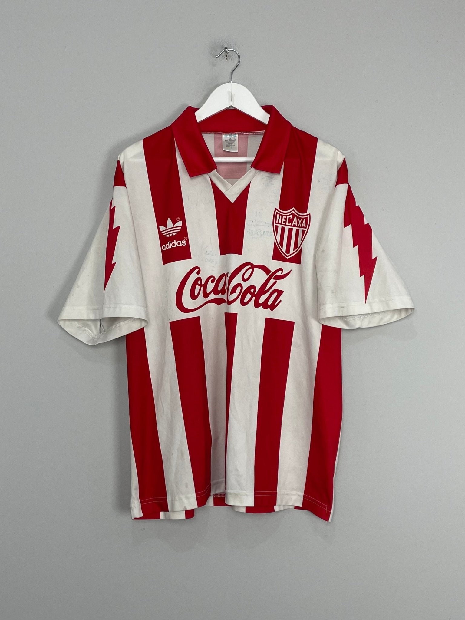 Shop 1994/95 NECAXA *SIGNED* HOME SHIRT (M) ADIDAS, classic football shirts, vintage football shirts & retro soccer jerseys at Cult Kits