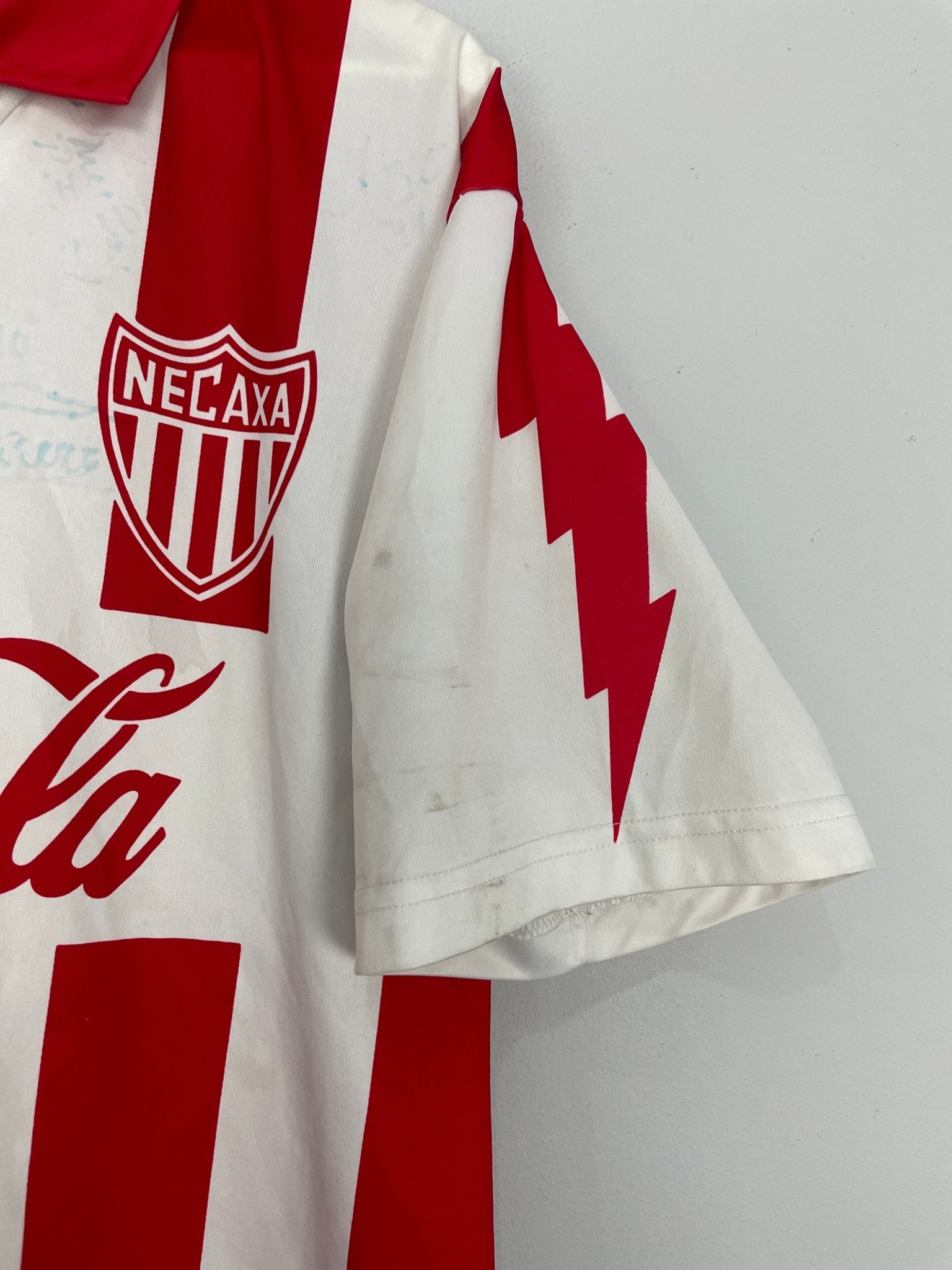 Shop 1994/95 NECAXA *SIGNED* HOME SHIRT (M) ADIDAS, classic football shirts, vintage football shirts & retro soccer jerseys at Cult Kits