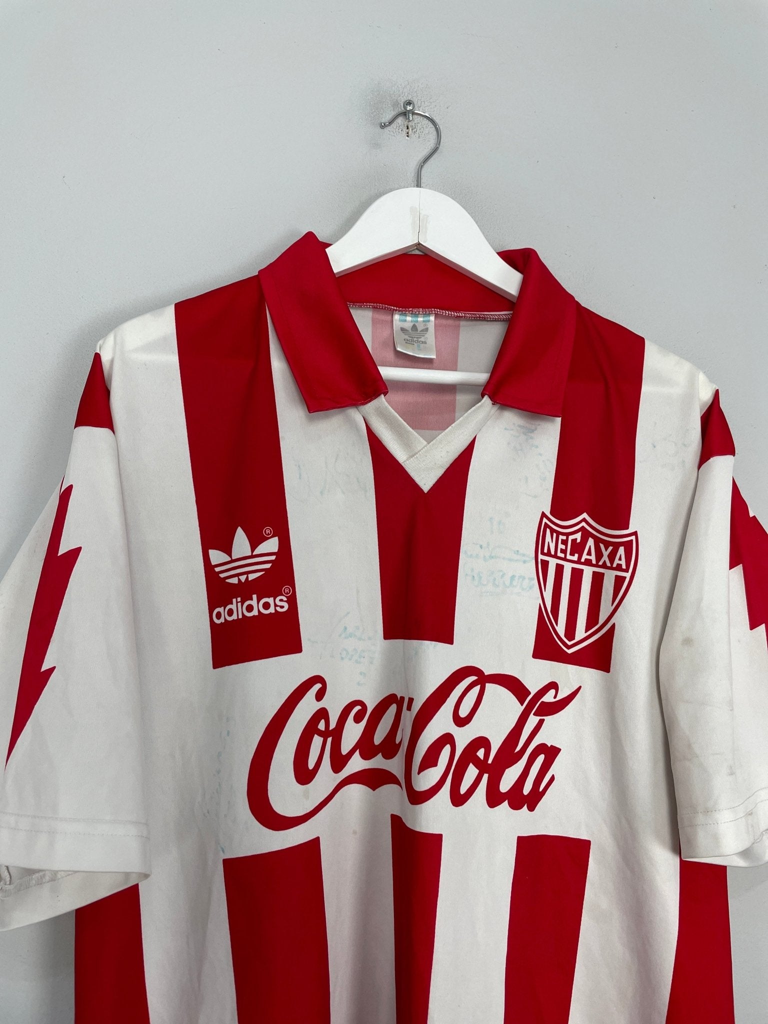 Shop 1994/95 NECAXA *SIGNED* HOME SHIRT (M) ADIDAS, classic football shirts, vintage football shirts & retro soccer jerseys at Cult Kits