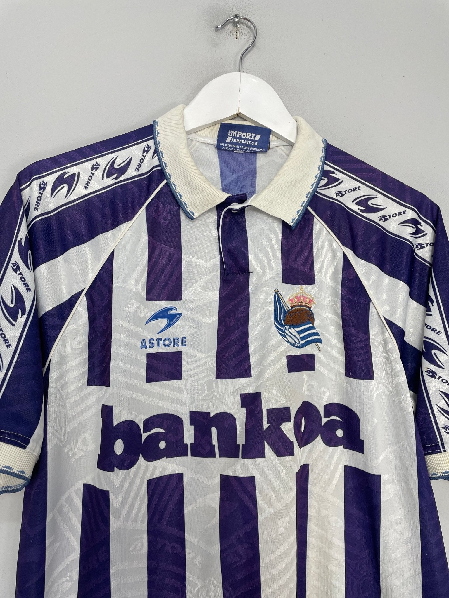 Shop 1994/95 REAL SOCIEDAD HOME SHIRT (L) ASTORE, classic football shirts, vintage football shirts & retro soccer jerseys at Cult Kits