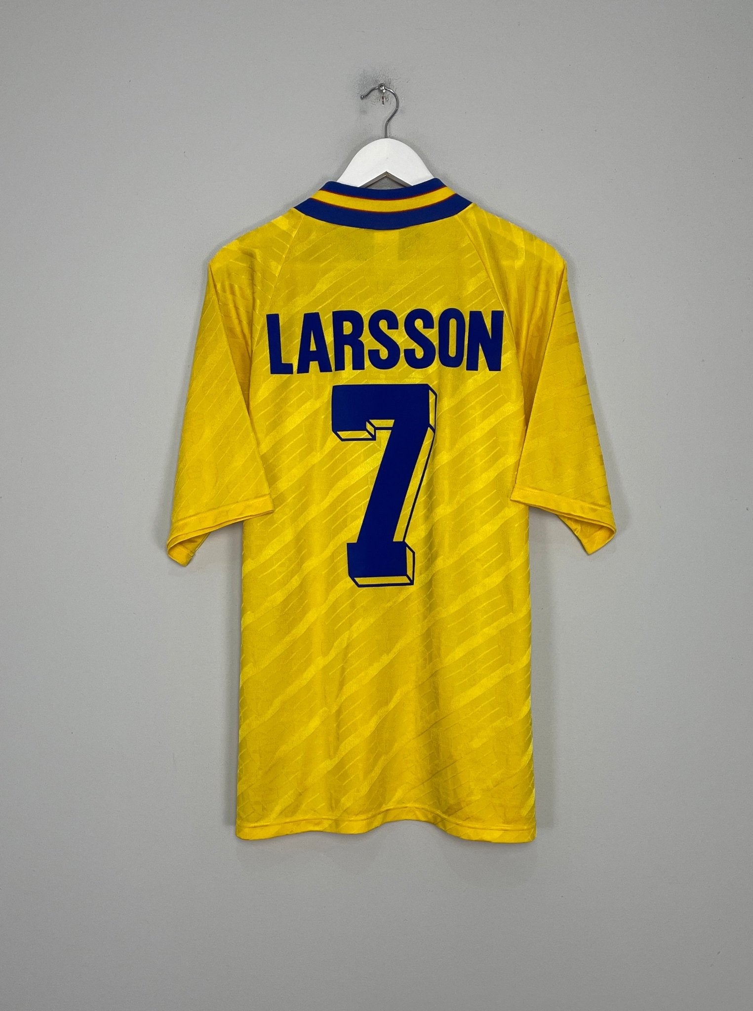Shop 1994/95 SWEDEN LARSSON #7 HOME SHIRT (L) ADIDAS, classic football shirts, vintage football shirts & retro soccer jerseys at Cult Kits