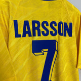 Shop 1994/95 SWEDEN LARSSON #7 HOME SHIRT (L) ADIDAS, classic football shirts, vintage football shirts & retro soccer jerseys at Cult Kits