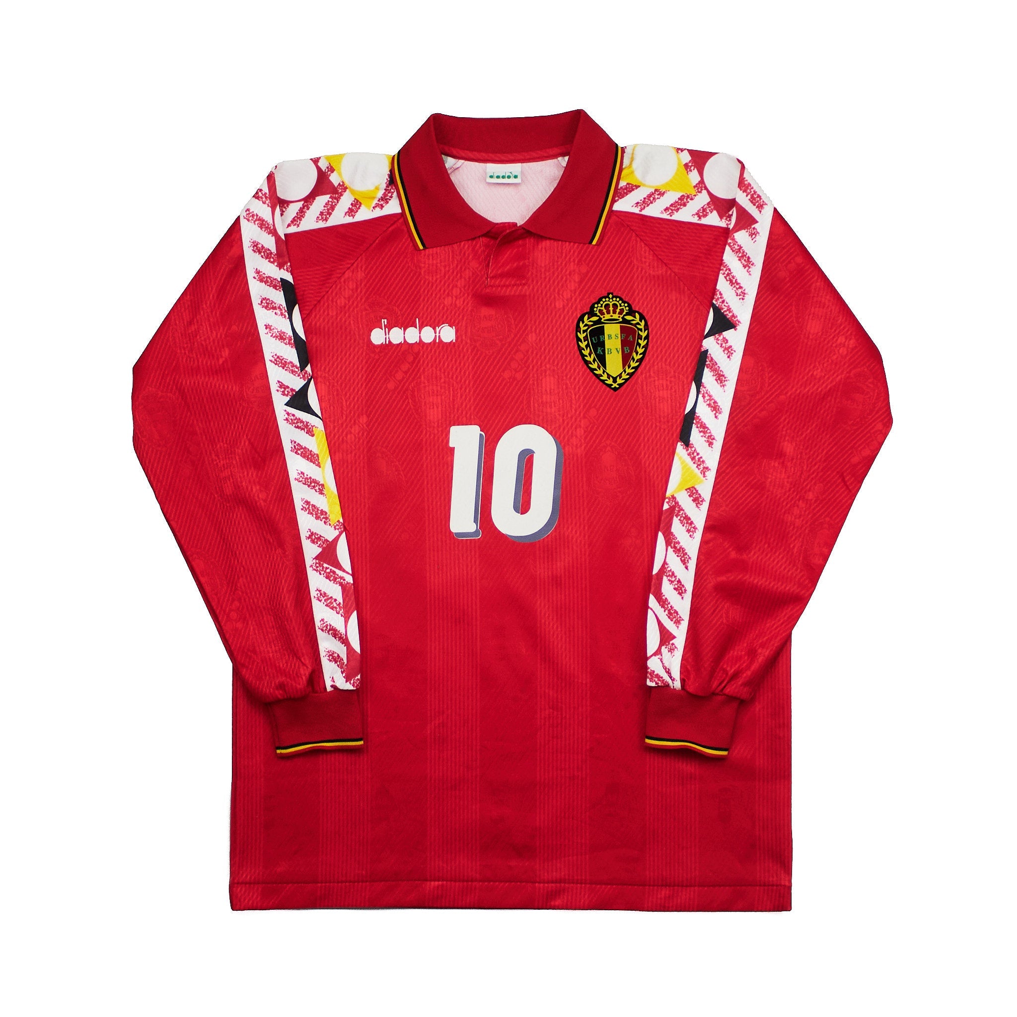 Buy 1994/96 Belgium Scifo 10 L/S Home Shirt (M) Diadora ~ Free worldwide shipping ~ Authentic Vintage Football Shirts from Cult Kits