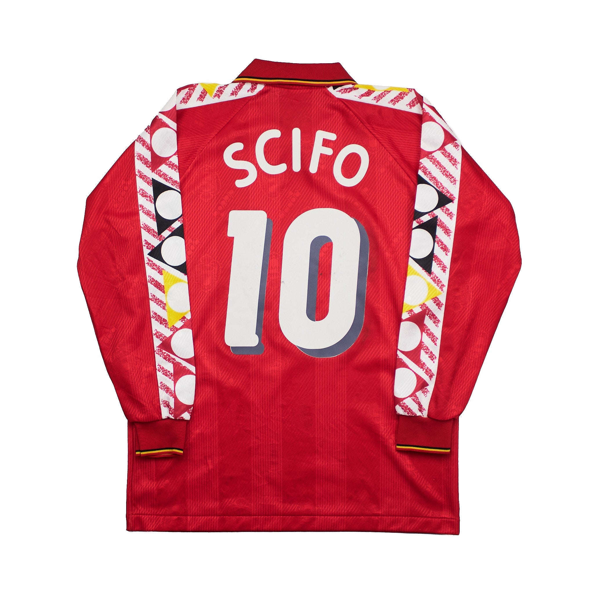Buy 1994/96 Belgium Scifo 10 L/S Home Shirt (M) Diadora ~ Free worldwide shipping ~ Authentic Vintage Football Shirts from Cult Kits