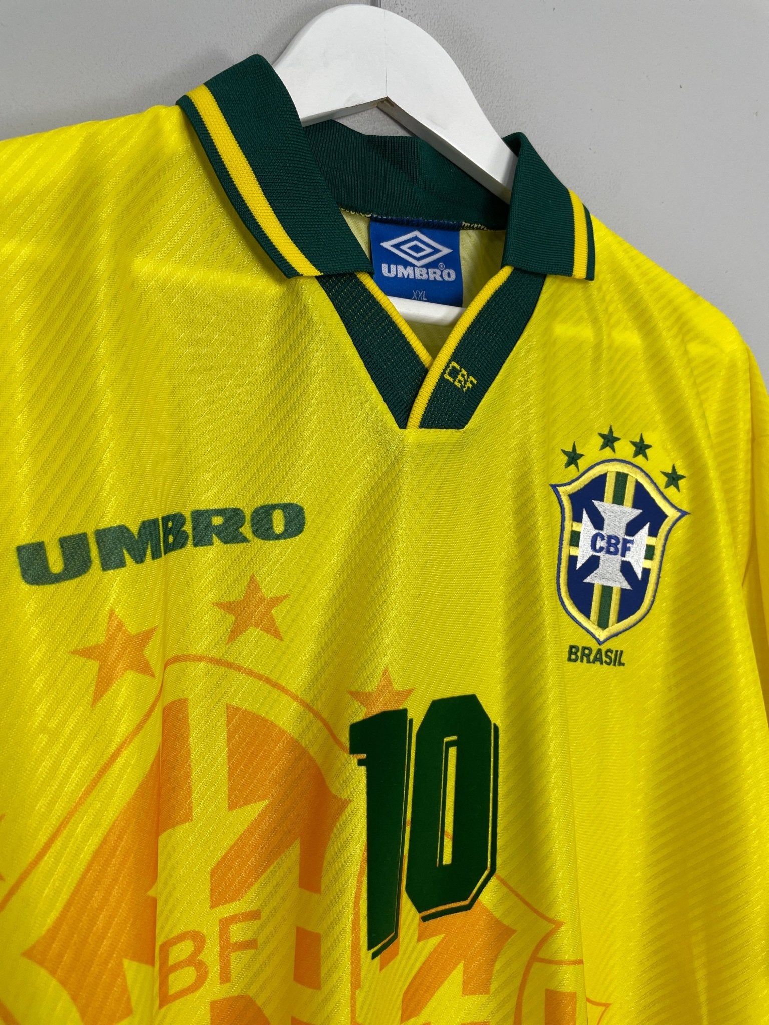 Shop 1994/96 BRAZIL RIVALDO #10 *BNWOT* HOME SHIRT (XXL) UMBRO, classic football shirts, vintage football shirts & retro soccer jerseys at Cult Kits