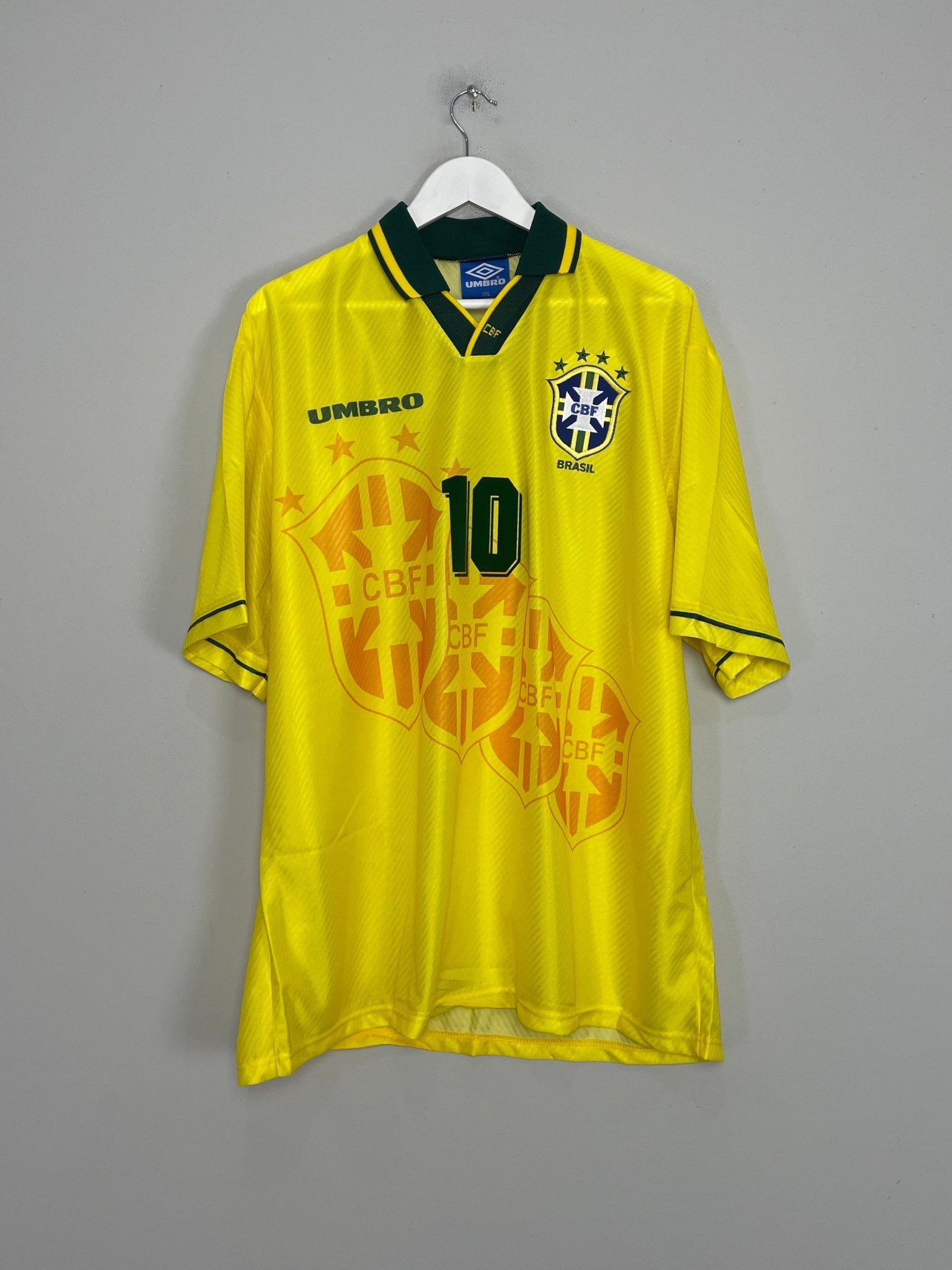 Shop 1994/96 BRAZIL RIVALDO #10 *BNWOT* HOME SHIRT (XXL) UMBRO, classic football shirts, vintage football shirts & retro soccer jerseys at Cult Kits