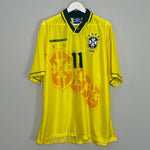 Shop 1994/96 BRAZIL ROMARIO #11 *BNWOT* HOME SHIRT (XXL) UMBRO, classic football shirts, vintage football shirts & retro soccer jerseys at Cult Kits