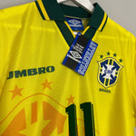 Shop 1994/96 BRAZIL ROMARIO #11 *BNWT* HOME SHIRT (M) UMBRO, classic football shirts, vintage football shirts & retro soccer jerseys at Cult Kits