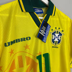 Shop 1994/96 BRAZIL ROMARIO #11 *BNWT* HOME SHIRT (M) UMBRO, classic football shirts, vintage football shirts & retro soccer jerseys at Cult Kits