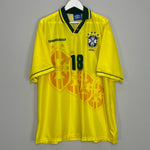 Shop 1994/96 BRAZIL RONALDINHO #18 *BNWOT* HOME SHIRT (XXL) UMBRO, classic football shirts, vintage football shirts & retro soccer jerseys at Cult Kits