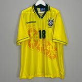 Shop 1994/96 BRAZIL RONALDINHO #18 *BNWOT* HOME SHIRT (XXL) UMBRO, classic football shirts, vintage football shirts & retro soccer jerseys at Cult Kits