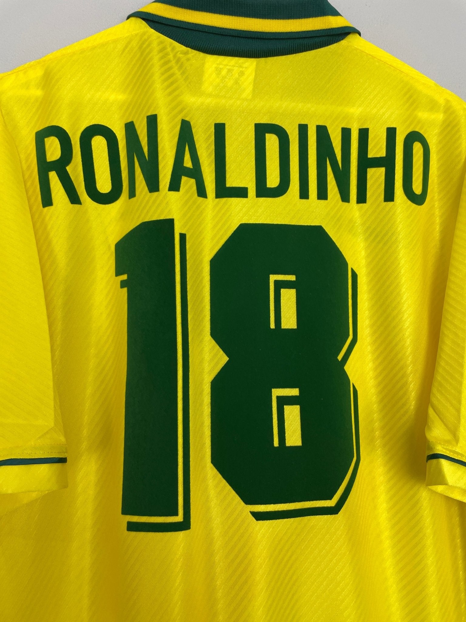 Shop 1994/96 BRAZIL RONALDINHO #18 *BNWOT* HOME SHIRT (XXL) UMBRO, classic football shirts, vintage football shirts & retro soccer jerseys at Cult Kits
