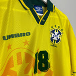 Shop 1994/96 BRAZIL RONALDINHO #18 *BNWOT* HOME SHIRT (XXL) UMBRO, classic football shirts, vintage football shirts & retro soccer jerseys at Cult Kits
