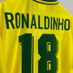 Shop 1994/96 BRAZIL RONALDINHO #18 *BNWOT* HOME SHIRT (XXL) UMBRO, classic football shirts, vintage football shirts & retro soccer jerseys at Cult Kits