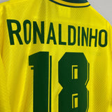 Shop 1994/96 BRAZIL RONALDINHO #18 *BNWOT* HOME SHIRT (XXL) UMBRO, classic football shirts, vintage football shirts & retro soccer jerseys at Cult Kits