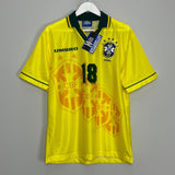 Shop 1994/96 BRAZIL RONALDINHO #18 *BNWT* HOME SHIRT (M) UMBRO, classic football shirts, vintage football shirts & retro soccer jerseys at Cult Kits