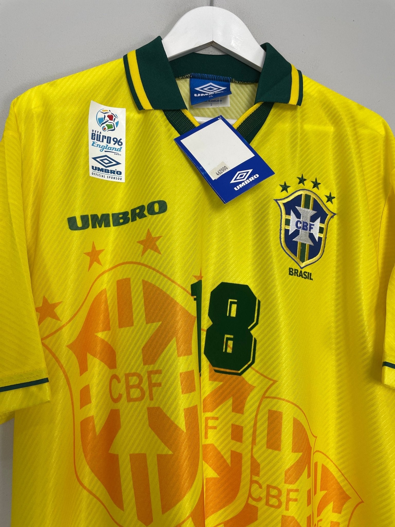 Shop 1994/96 BRAZIL RONALDINHO #18 *BNWT* HOME SHIRT (XL) UMBRO, classic football shirts, vintage football shirts & retro soccer jerseys at Cult Kits
