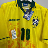 Shop 1994/96 BRAZIL RONALDINHO #18 *BNWT* HOME SHIRT (XL) UMBRO, classic football shirts, vintage football shirts & retro soccer jerseys at Cult Kits