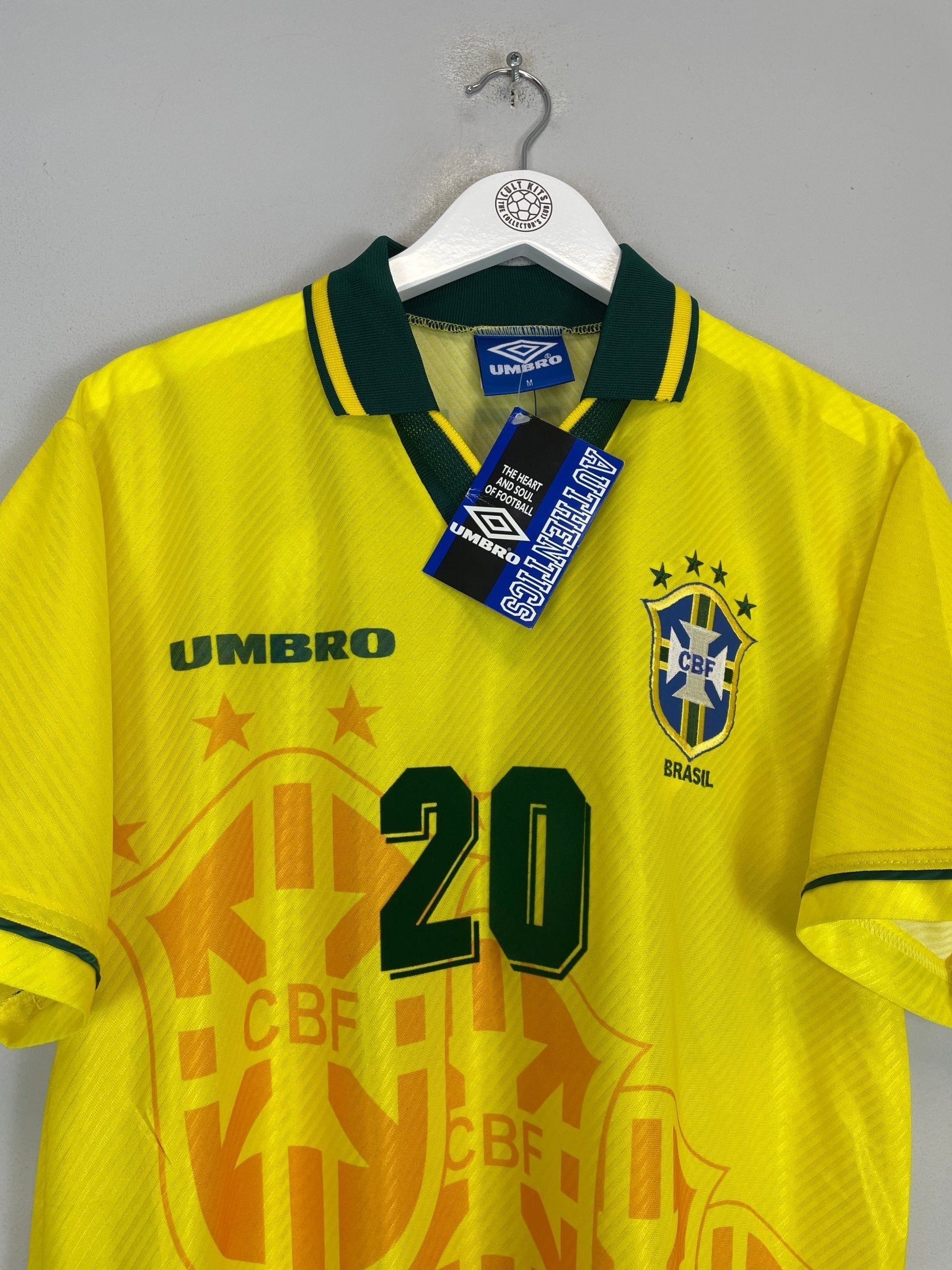 Shop 1994/96 BRAZIL RONALDO #20 *BNWT* HOME SHIRT (M) UMBRO, classic football shirts, vintage football shirts & retro soccer jerseys at Cult Kits