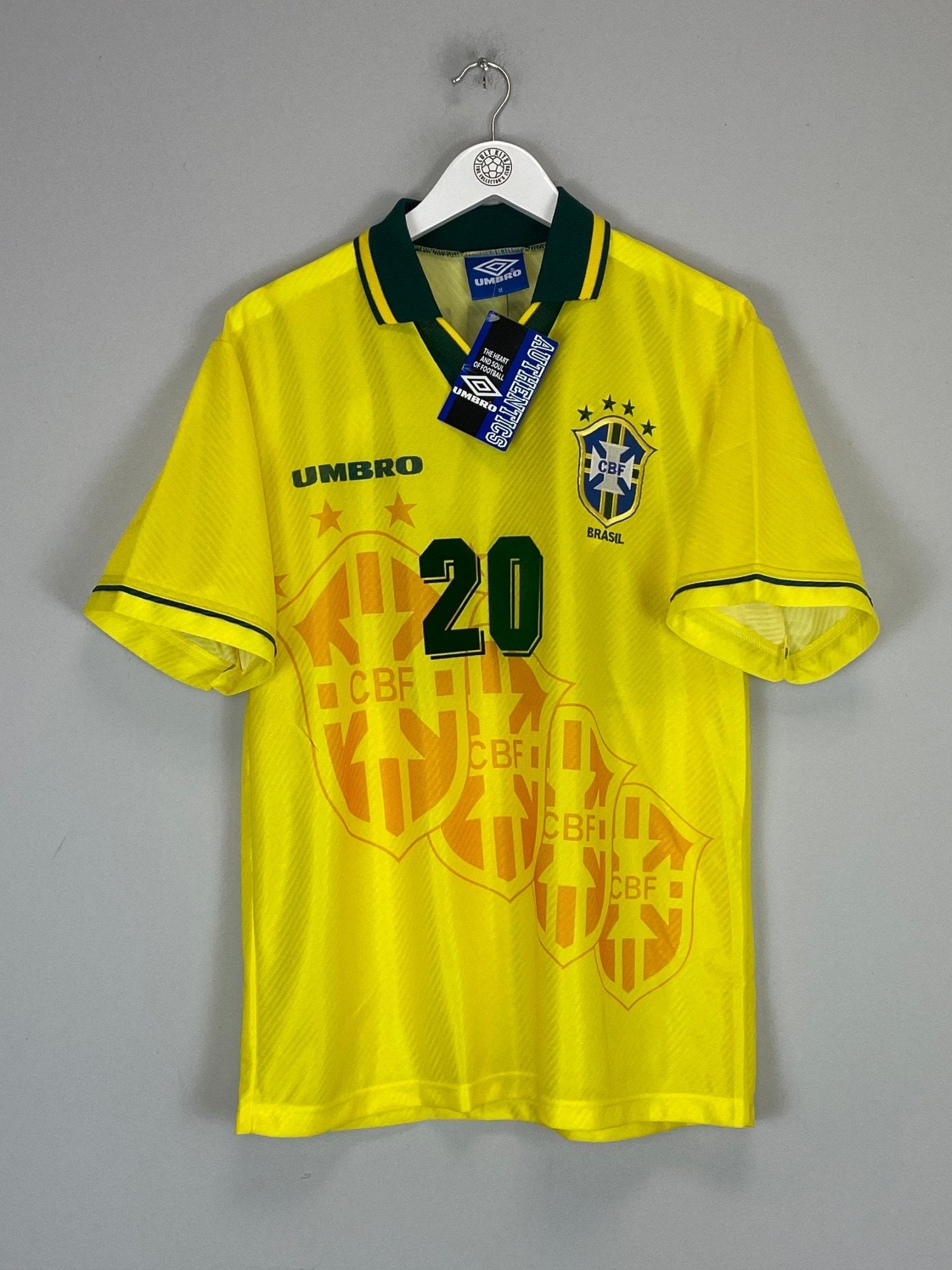 Shop 1994/96 BRAZIL RONALDO #20 *BNWT* HOME SHIRT (M) UMBRO, classic football shirts, vintage football shirts & retro soccer jerseys at Cult Kits