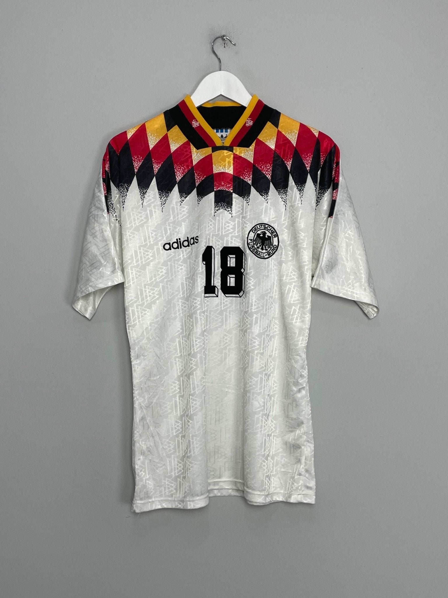 Shop 1994/96 GERMANY KLINSMANN #18 HOME SHIRT (M) ADIDAS, classic football shirts, vintage football shirts & retro soccer jerseys at Cult Kits