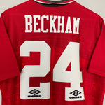 Shop 1994/96 MANCHESTER UNITED BECKHAM #24 HOME SHIRT (L) UMBRO, classic football shirts, vintage football shirts & retro soccer jerseys at Cult Kits