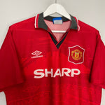 Shop 1994/96 MANCHESTER UNITED BECKHAM #24 HOME SHIRT (L) UMBRO, classic football shirts, vintage football shirts & retro soccer jerseys at Cult Kits