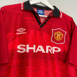 Shop 1994/96 MANCHESTER UNITED BECKHAM #24 HOME SHIRT (L) UMBRO, classic football shirts, vintage football shirts & retro soccer jerseys at Cult Kits