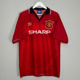 Shop 1994/96 MANCHESTER UNITED BECKHAM #24 HOME SHIRT (L) UMBRO, classic football shirts, vintage football shirts & retro soccer jerseys at Cult Kits