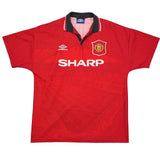 Buy 1994/96 MANCHESTER UNITED CANTONA 7 HOME SHIRT (L) UMBRO ~ Free worldwide shipping available ~ Authentic Vintage Football Shirts from Cult Kits