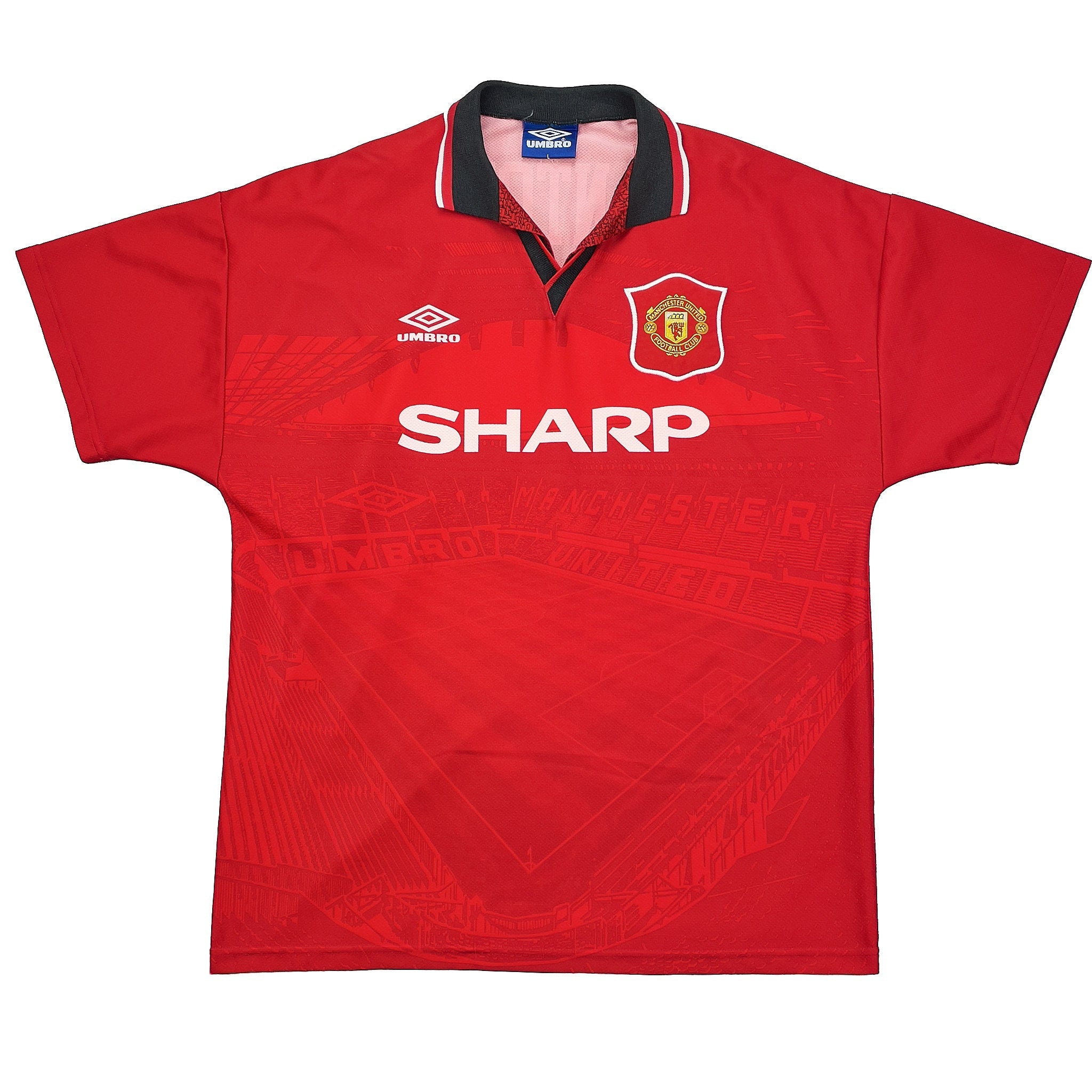 Buy 1994/96 MANCHESTER UNITED CANTONA 7 HOME SHIRT (L) UMBRO ~ Free worldwide shipping available ~ Authentic Vintage Football Shirts from Cult Kits