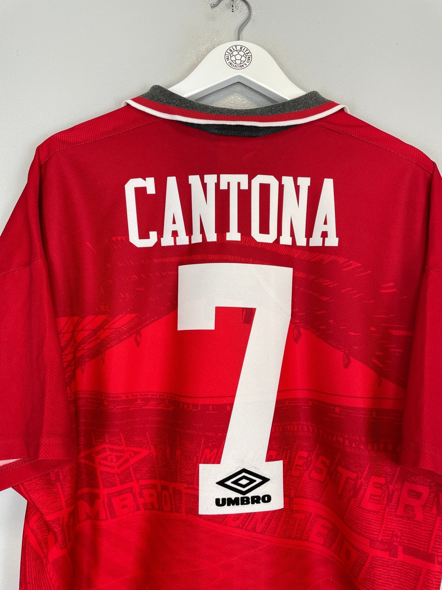 Shop 1994/96 MANCHESTER UNITED CANTONA #7 HOME SHIRT (XL) UMBRO, classic football shirts, vintage football shirts & retro soccer jerseys at Cult Kits