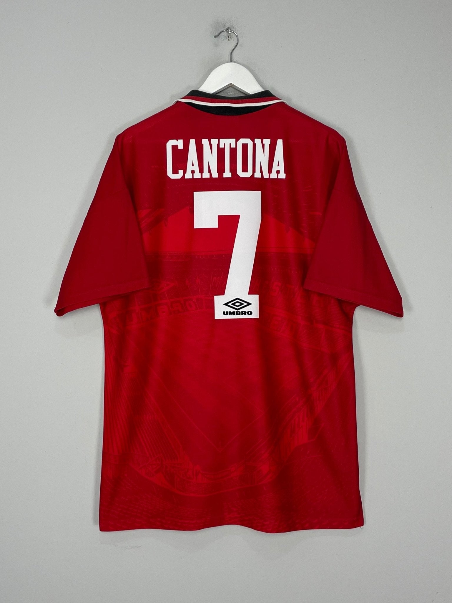 Shop 1994/96 MANCHESTER UNITED CANTONA #7 HOME SHIRT (XL) UMBRO, classic football shirts, vintage football shirts & retro soccer jerseys at Cult Kits