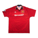 Buy 1994/96 Manchester United Cantona 7 Home Shirt (XL) Umbro ~ Free worldwide shipping ~ Authentic Vintage Football Shirts from Cult Kits