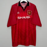 Shop 1994/96 MANCHESTER UNITED CANTONA #7 HOME SHIRT (XXL) UMBRO, classic football shirts, vintage football shirts & retro soccer jerseys at Cult Kits