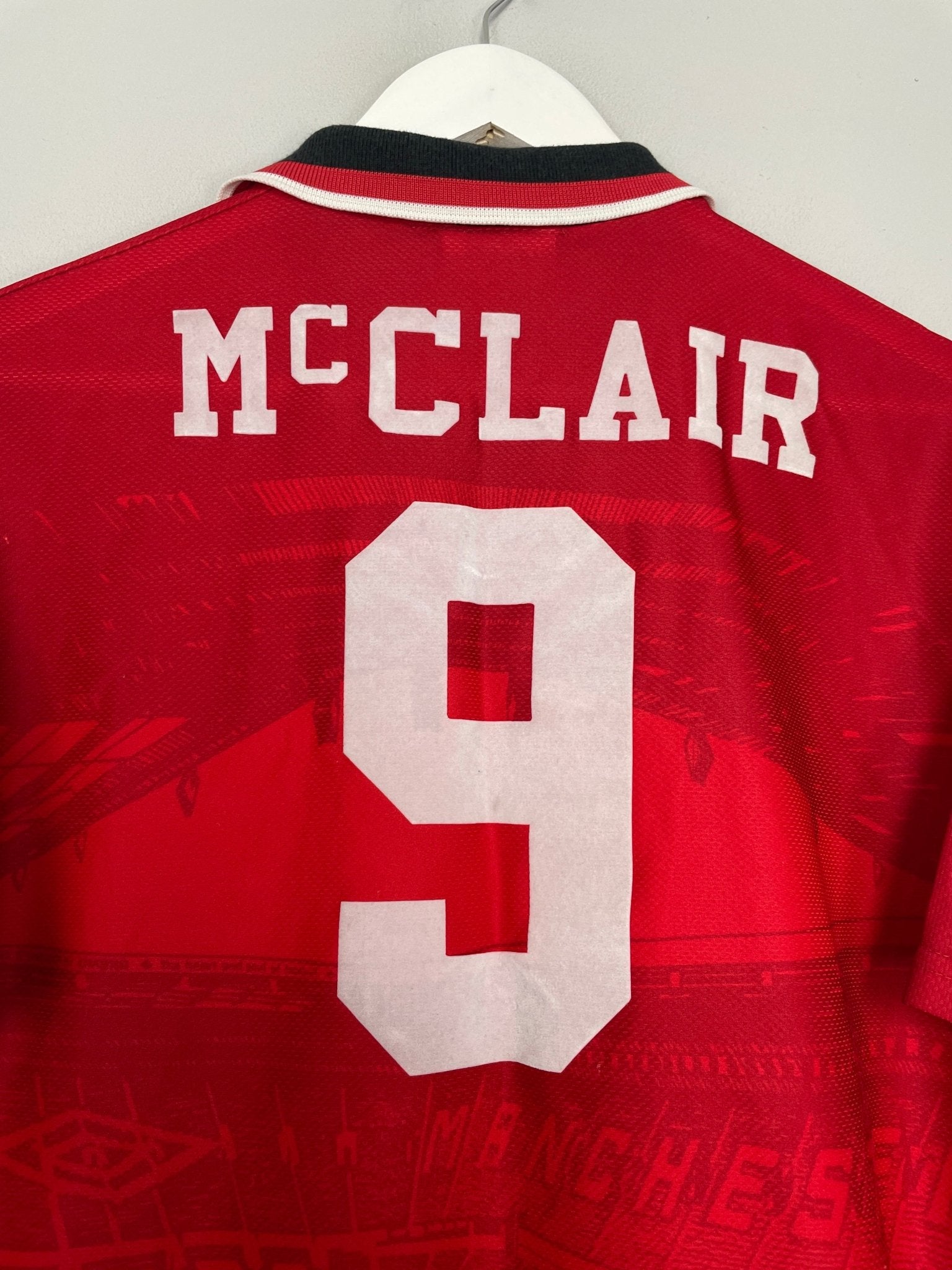 Shop 1994/96 MANCHESTER UNITED MCCLAIR #9 HOME SHIRT (M) UMBRO, classic football shirts, vintage football shirts & retro soccer jerseys at Cult Kits