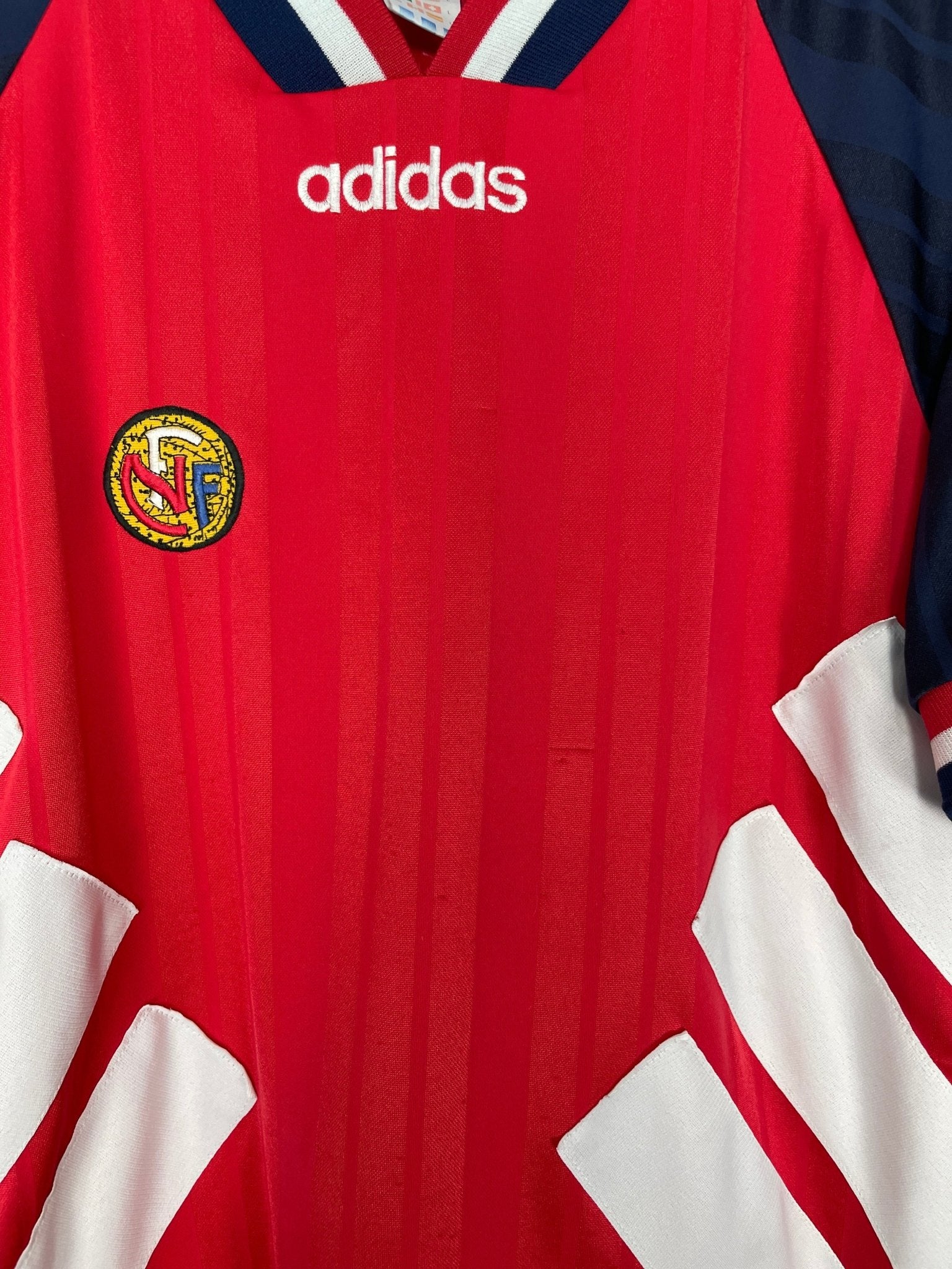 Shop 1994/96 NORWAY HOME SHIRT (L) ADIDAS, classic football shirts, vintage football shirts & retro soccer jerseys at Cult Kits