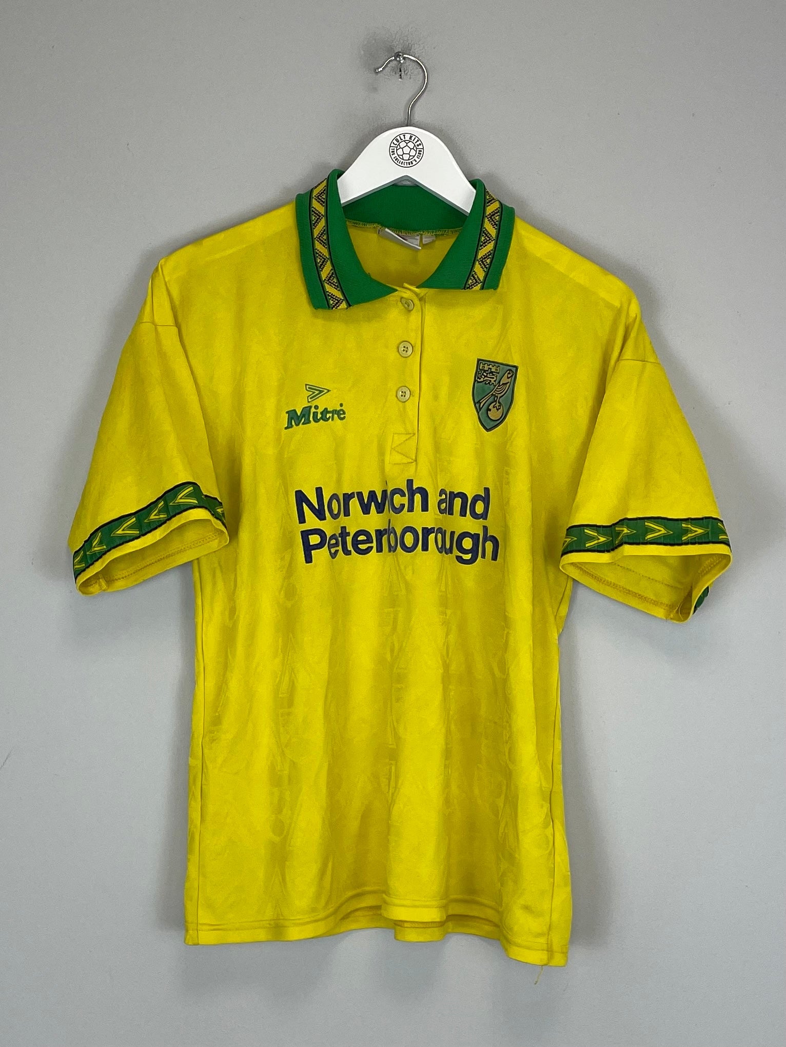 Shop 1994/96 NORWICH CITY HOME SHIRT (S) MITRE, classic football shirts, vintage football shirts & retro soccer jerseys at Cult Kits