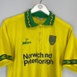 Shop 1994/96 NORWICH CITY HOME SHIRT (S) MITRE, classic football shirts, vintage football shirts & retro soccer jerseys at Cult Kits