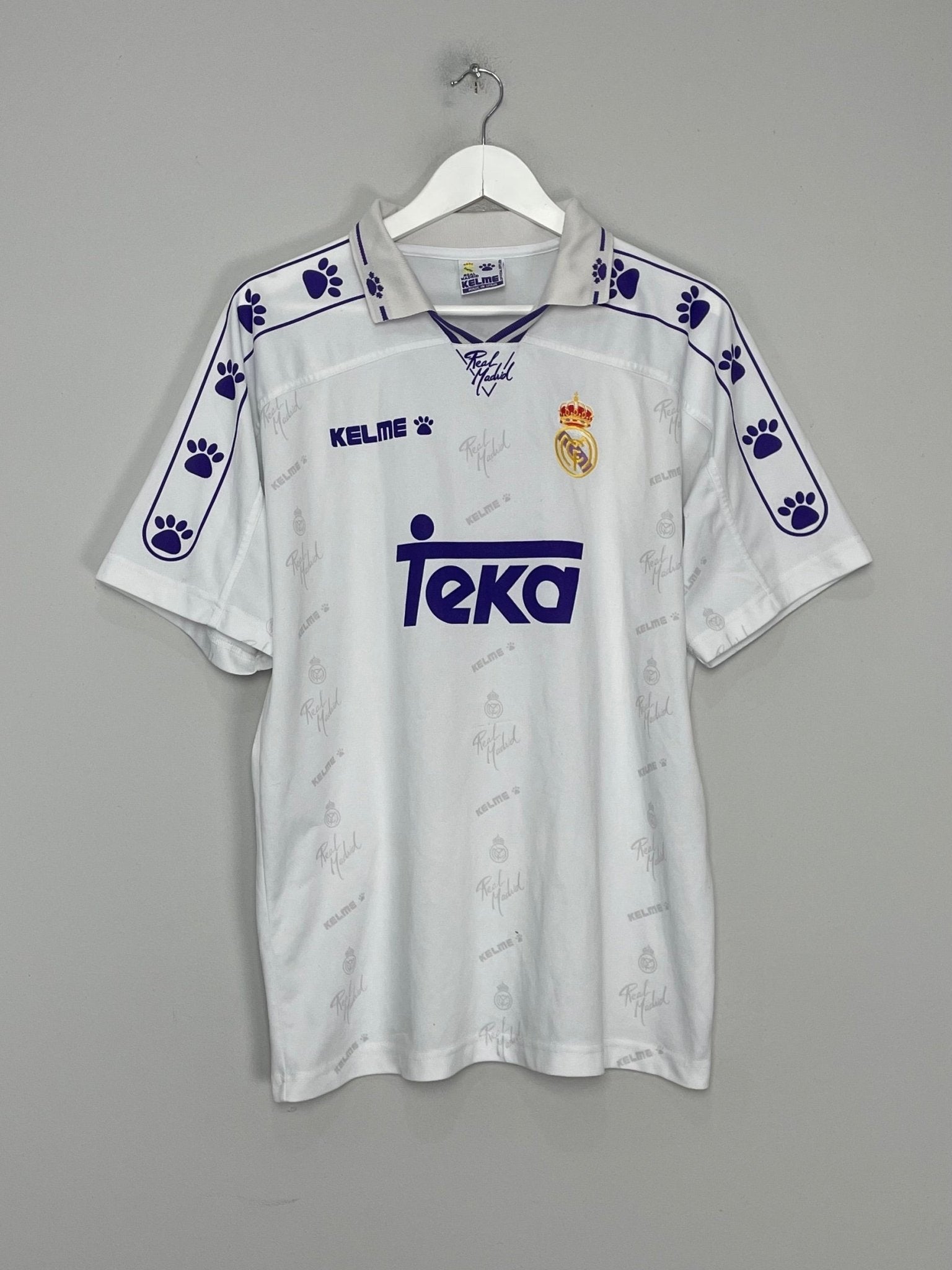 Shop 1994/96 REAL MADRID #8 HOME SHIRT (M) KELME, classic football shirts, vintage football shirts & retro soccer jerseys at Cult Kits